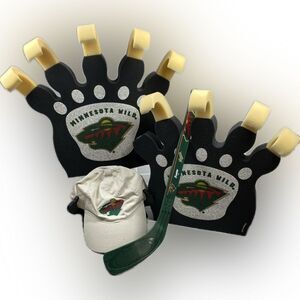 Minnesota Wild NHL Baseball Cap Embroidered Mini Hockey Stick Foam Bear Claws